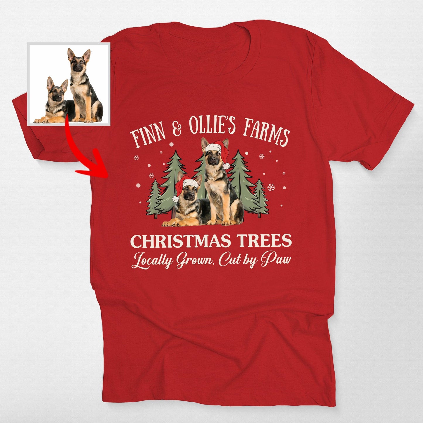 Funny Dog Christmas Tree Farm Bella Canvas Xmas T, custom pet portrait gift for pet lovers (view 10)