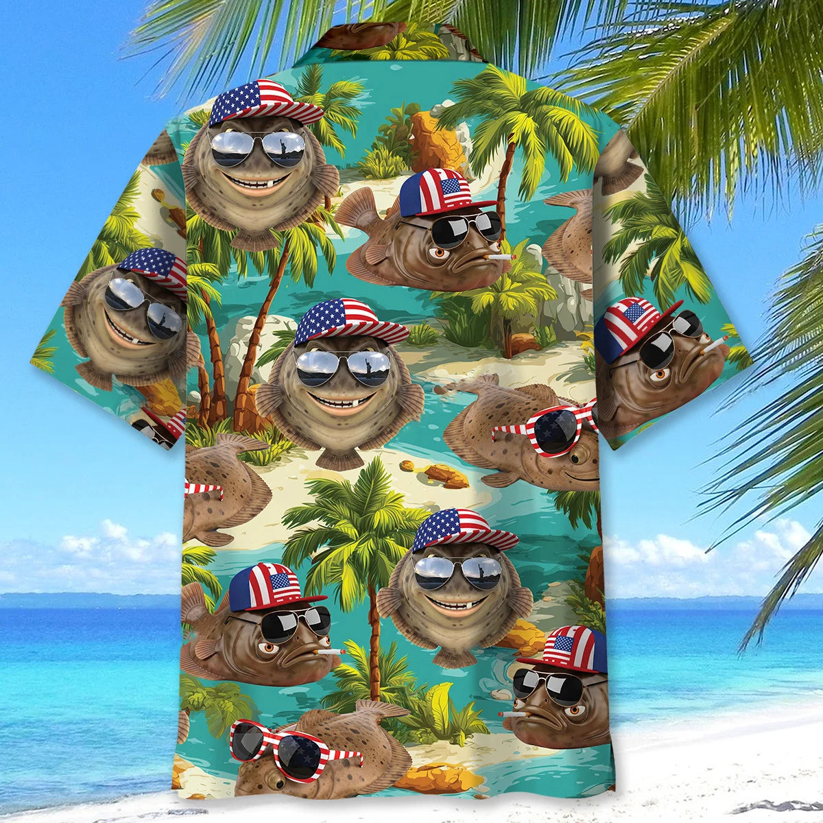 Funny Flounder Beach Hawaiian Shirt