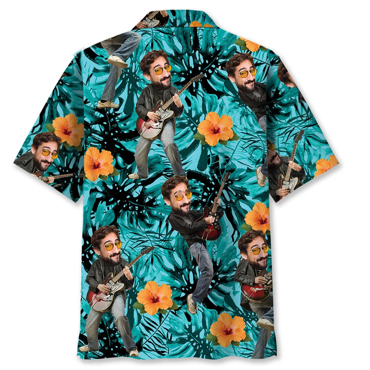 Funny Guitar Tropical Custom Photo Hawaiian Shirt