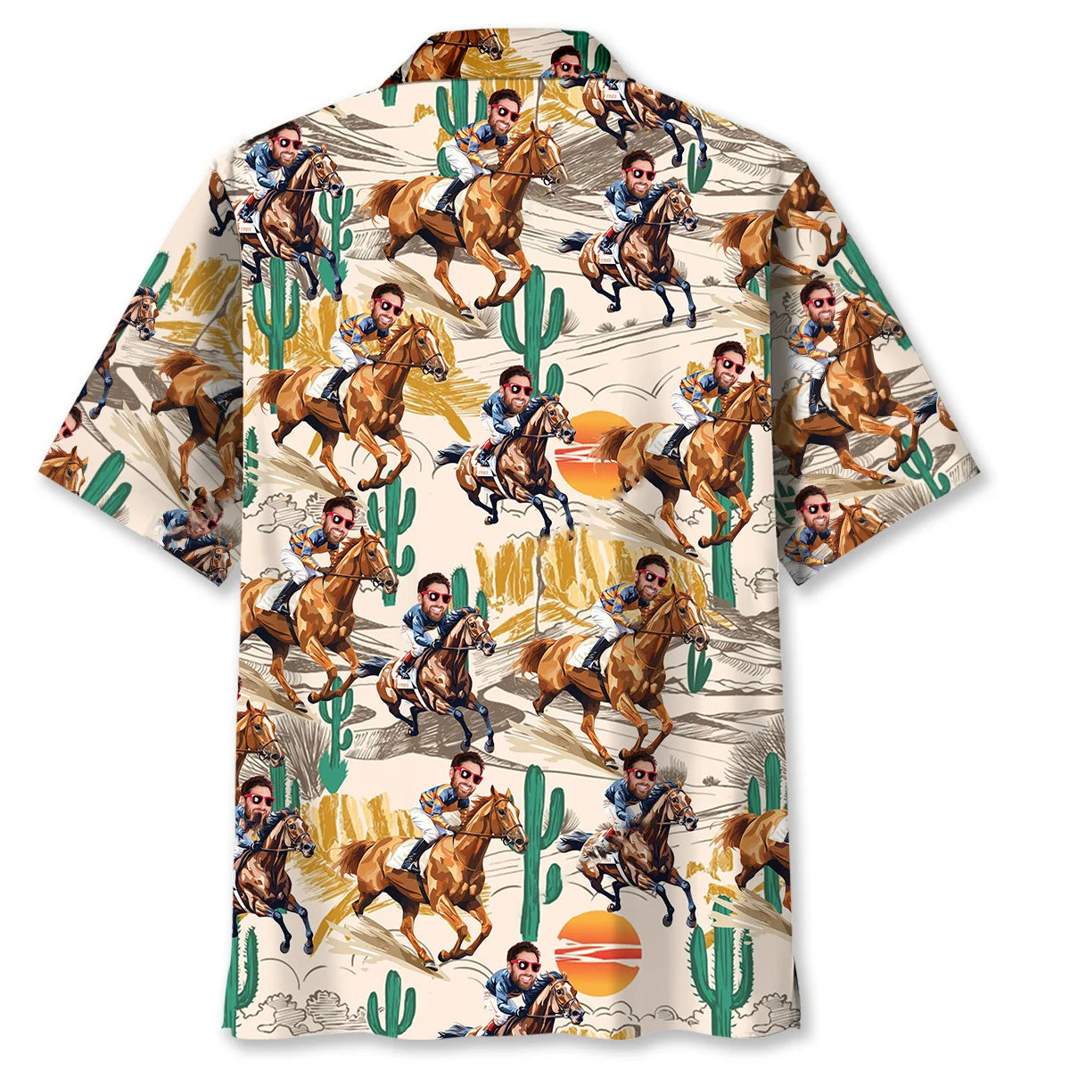 Funny Horse Racing Desert Custom Photo Hawaiian Shirt