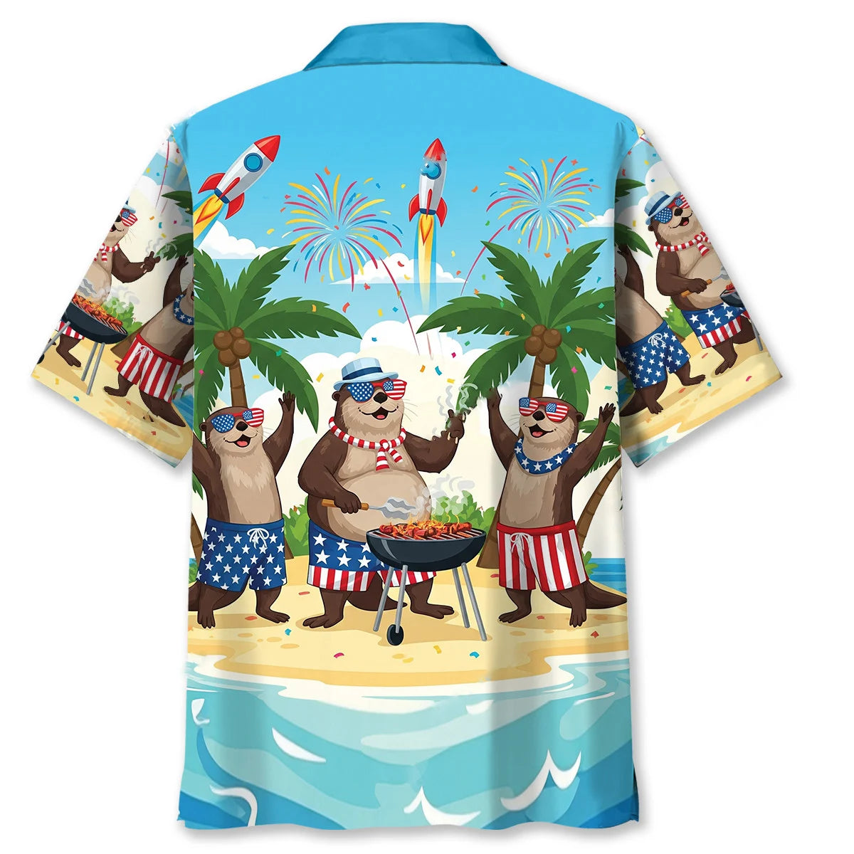 Funny Otter Proud of America Beach Hawaiian Shirt