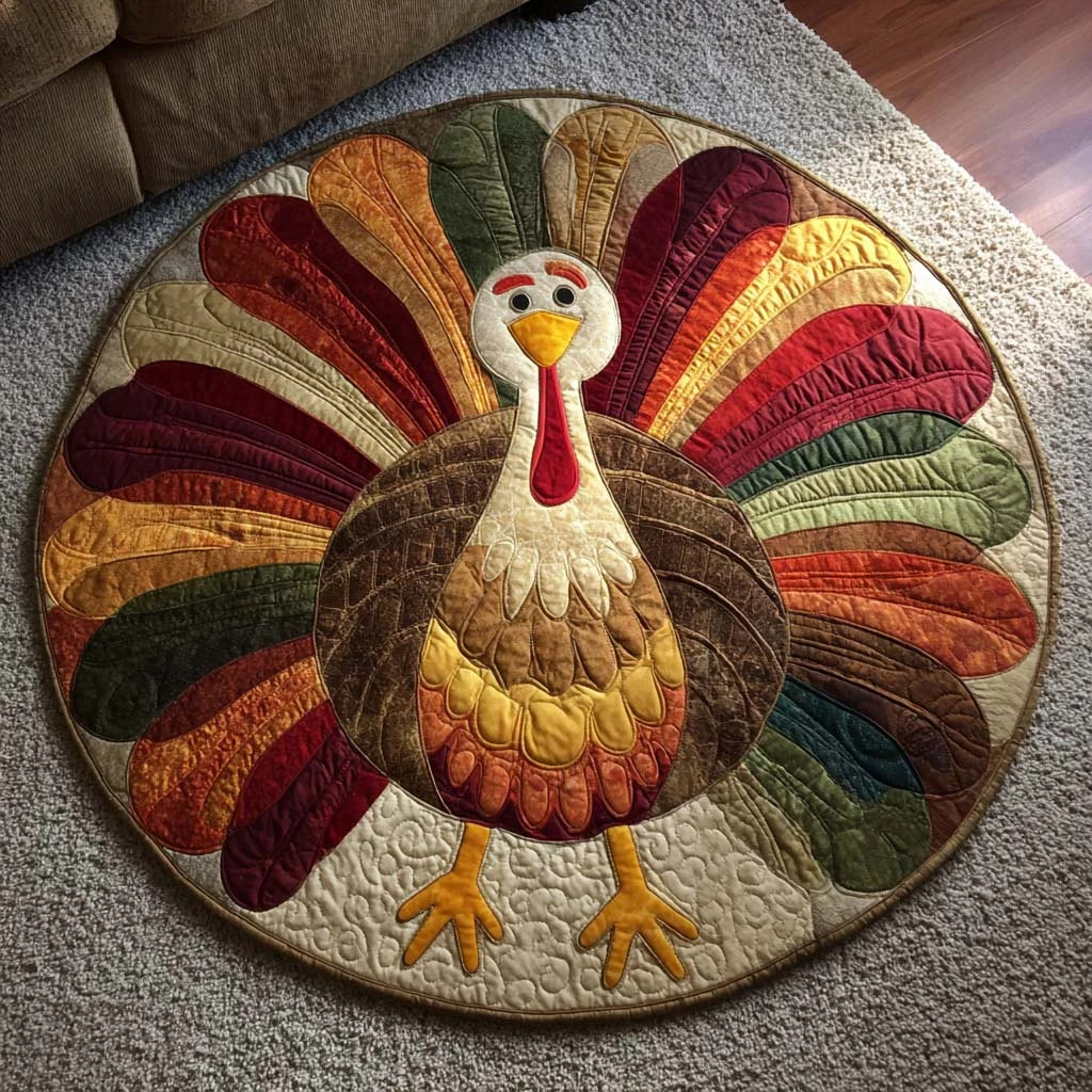 Gathered Turkey Quilted Round Mat