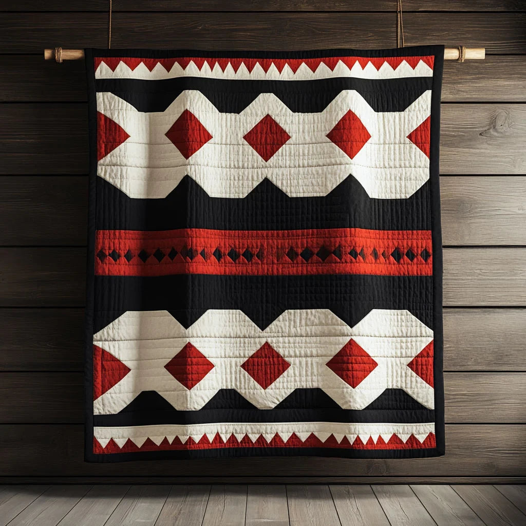 Geometric Path Quilt Blanket