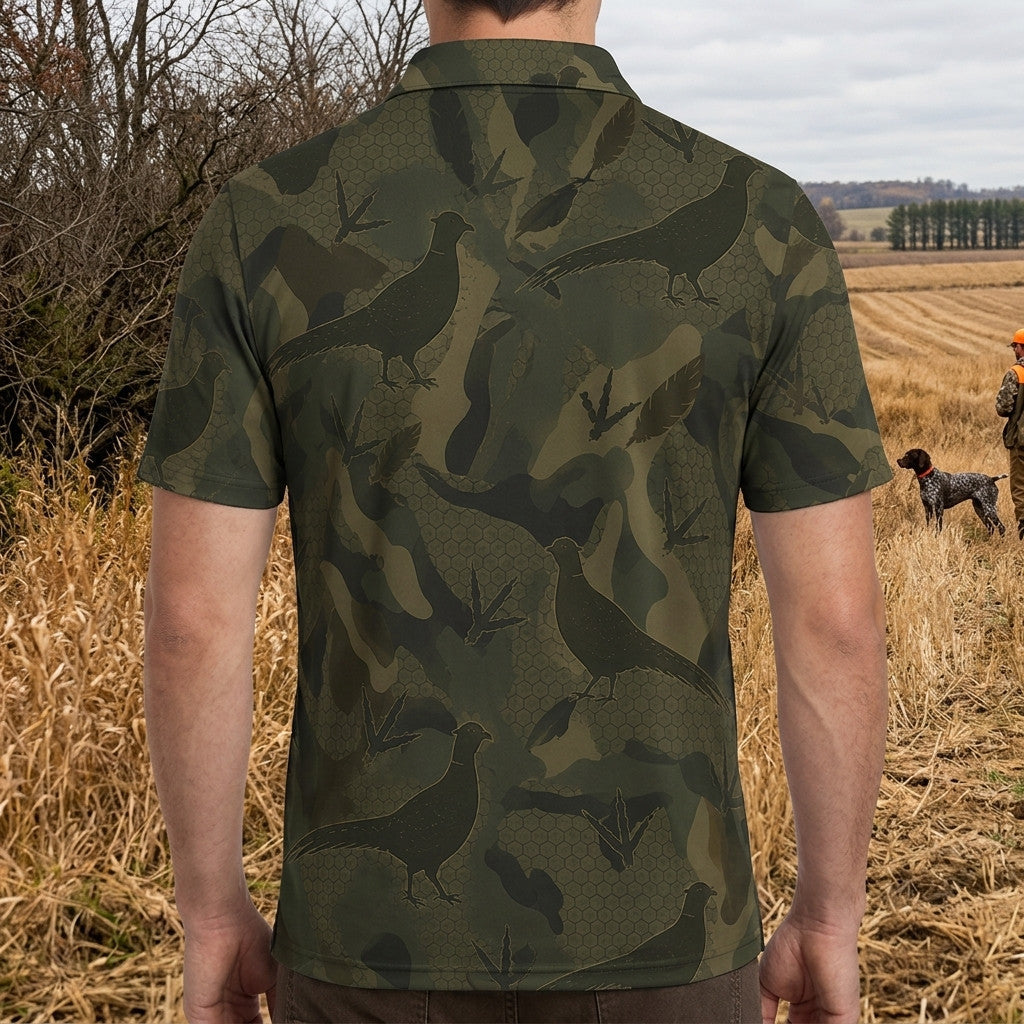 Pheasant Camouflage Hunting Men Polo Shirt