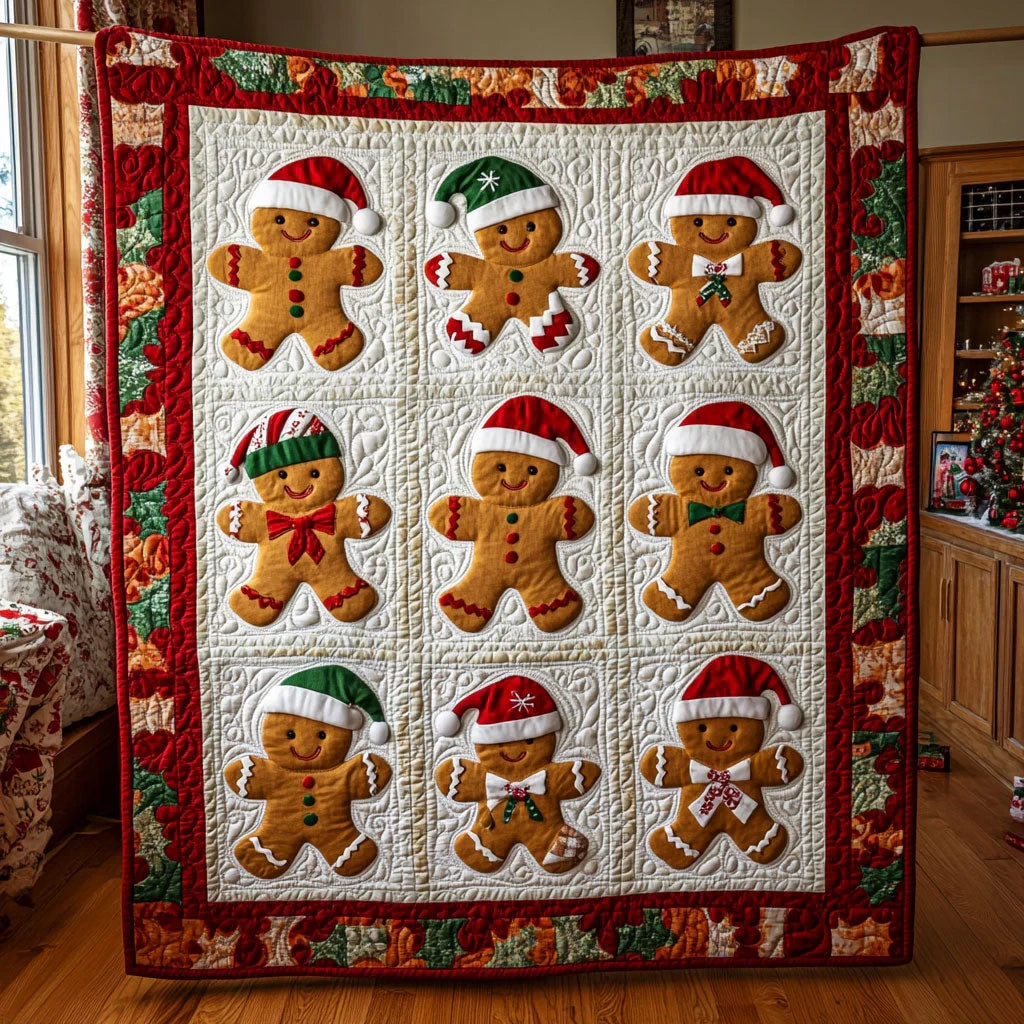 Gingerbread Joy Quilt Blanket