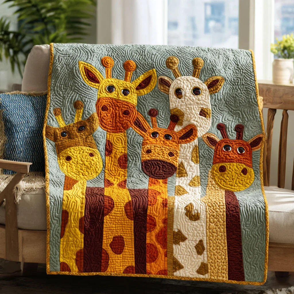 Giraffe Dreams Quilt Blanket - Quilted Blanket by OtterMia