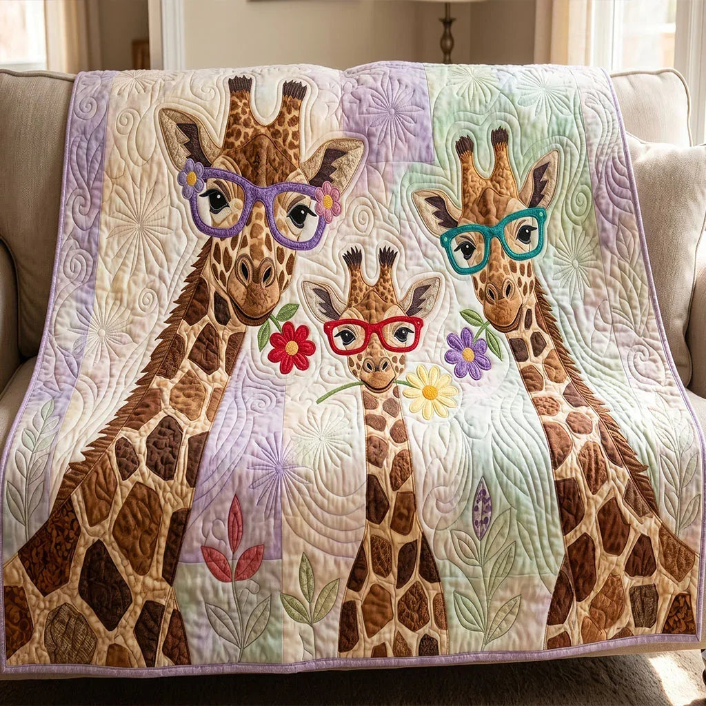 Giraffe Meadow Quilt Blanket - Quilted Blanket by OtterMia