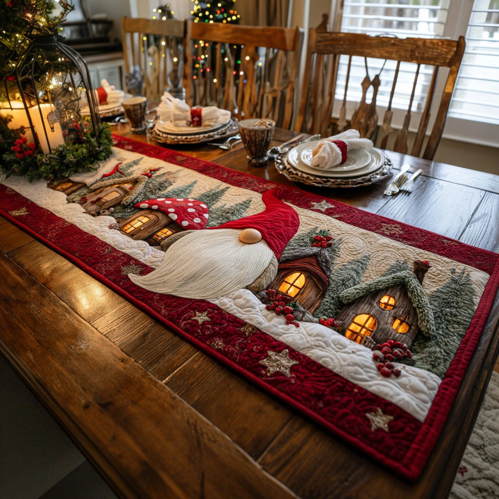 Gnome Lights Quilted Table Runner