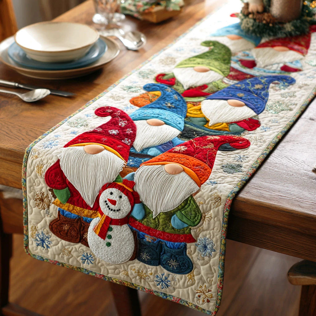 Gnome Winter Cheer Quilted Table Runner