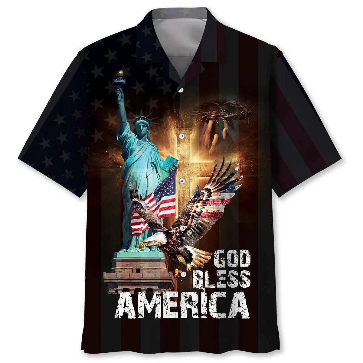 God Bless America Black Hawaiian Shirt