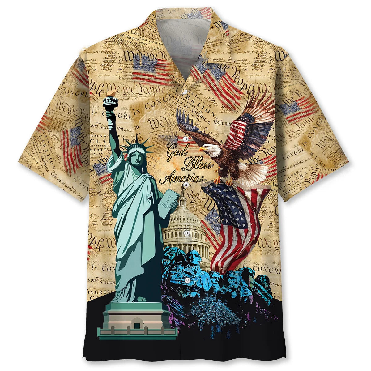 God Bless America Vintage Paper Hawaiian Shirt