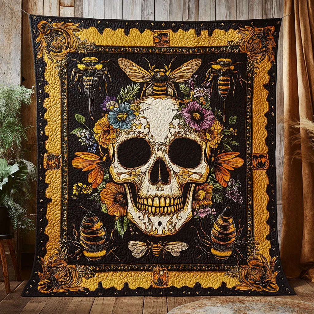 Gold Skull Quilt Blanket
