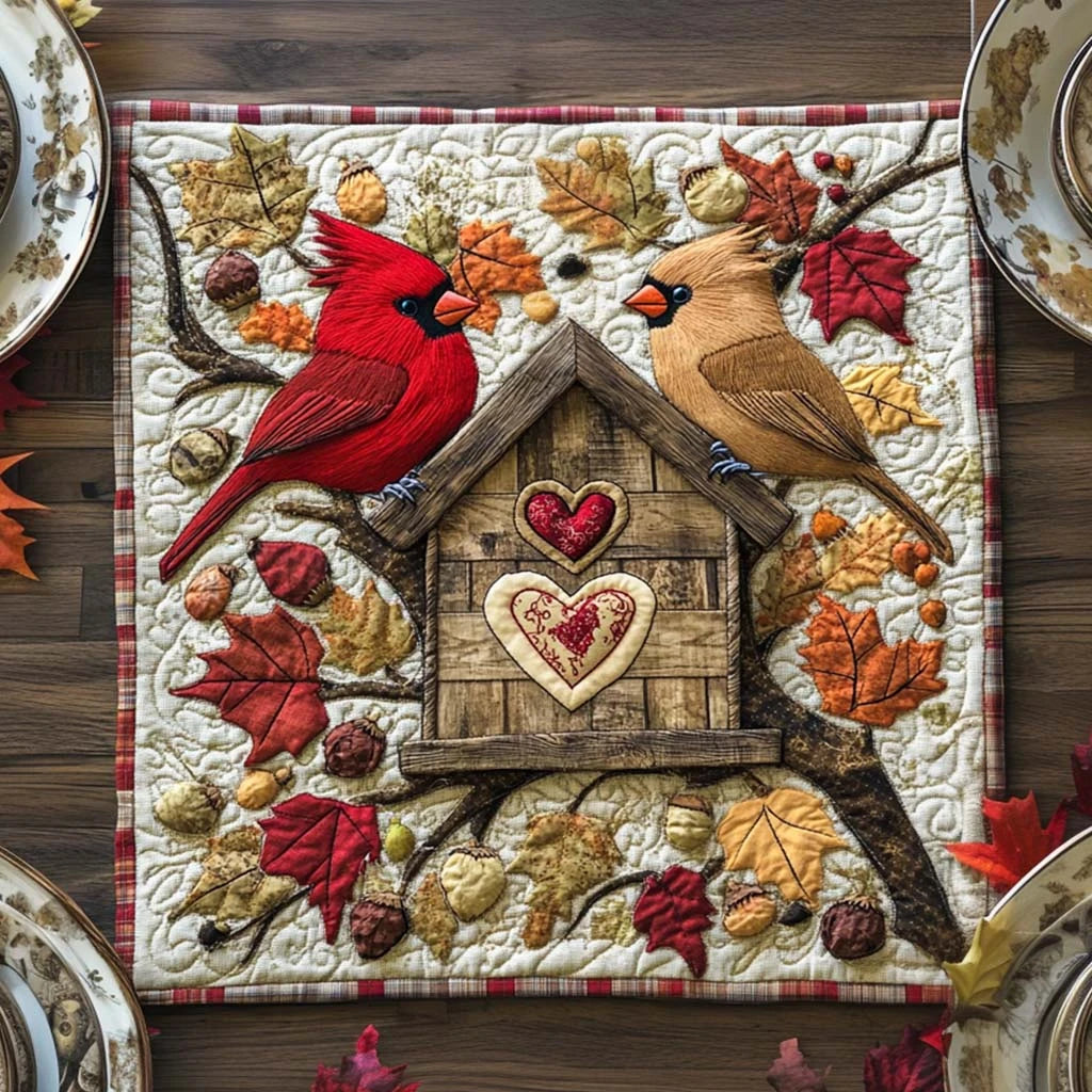 Golden Branches Quilted Table Topper