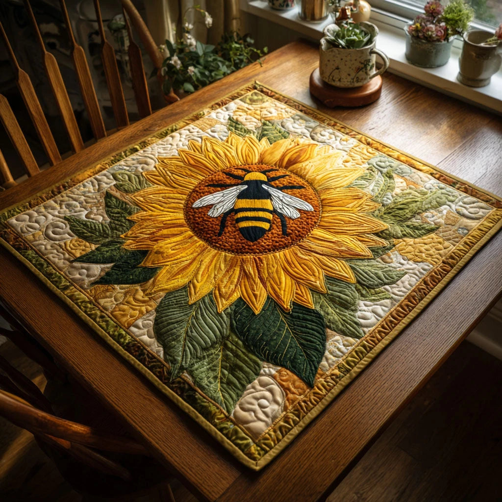 Golden Hive Quilted Table Topper