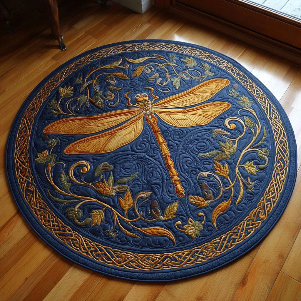 Golden Twilight Quilted Round Mat