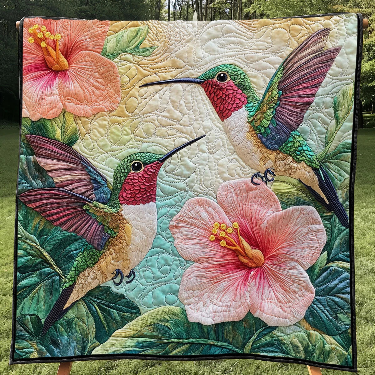 Gorgeous Hummingbirds Quilt Blanket