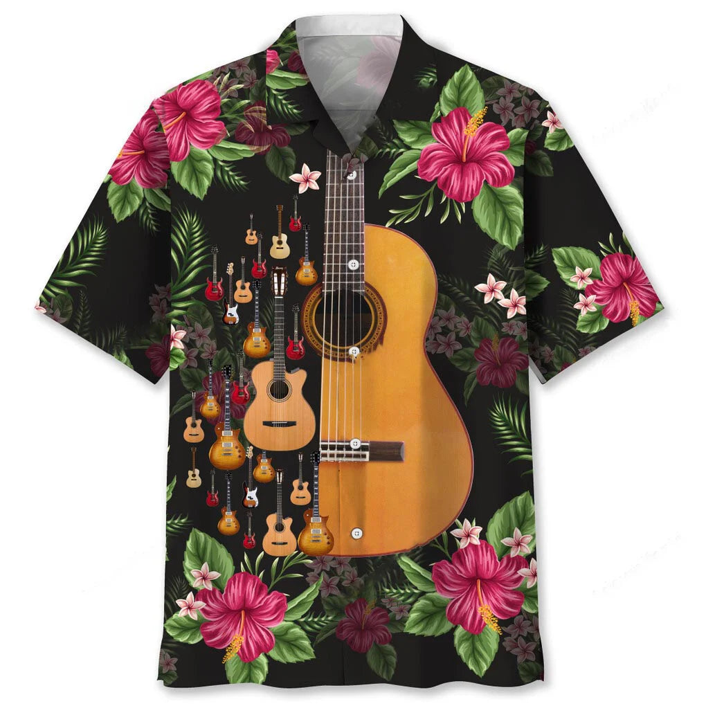 Guitar Nature Tropical Hawaiian Shirt