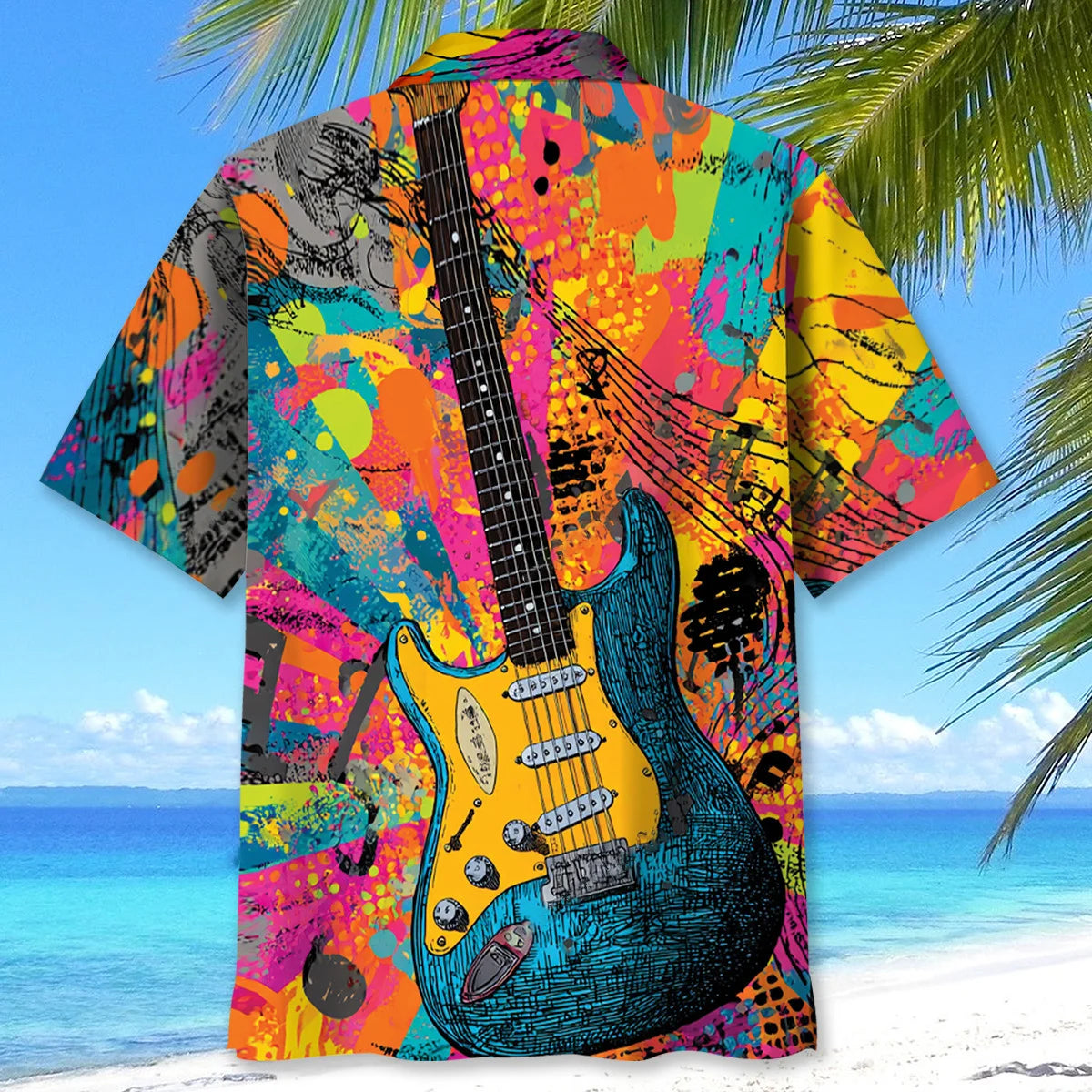Guitar Psychedelic Hippie Art Hawaiian Shirt