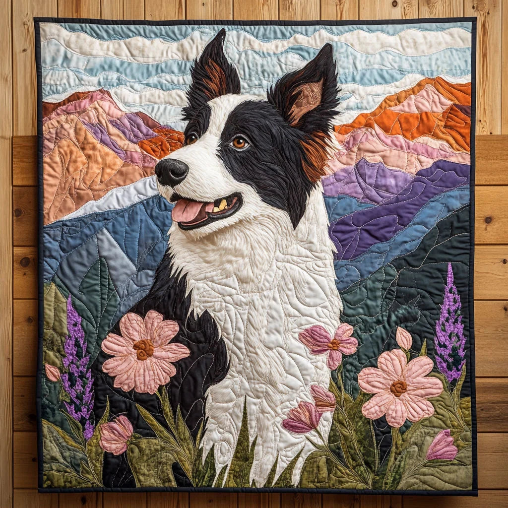 Happy Collie Quilt Blanket