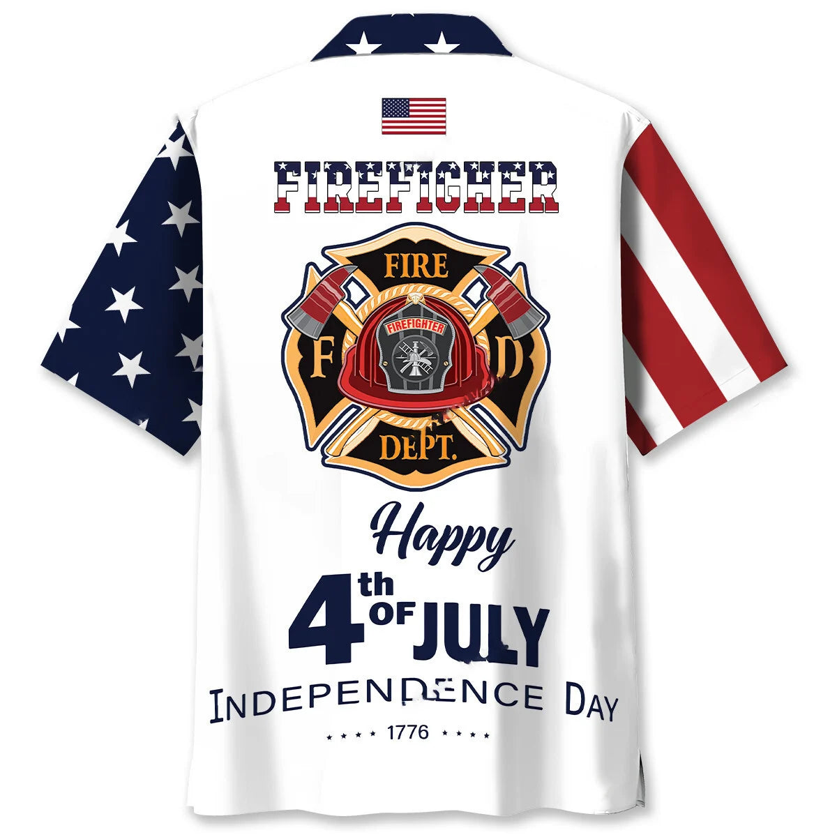Happy 4th of July Usa Firefighter Hawaiian Shirt