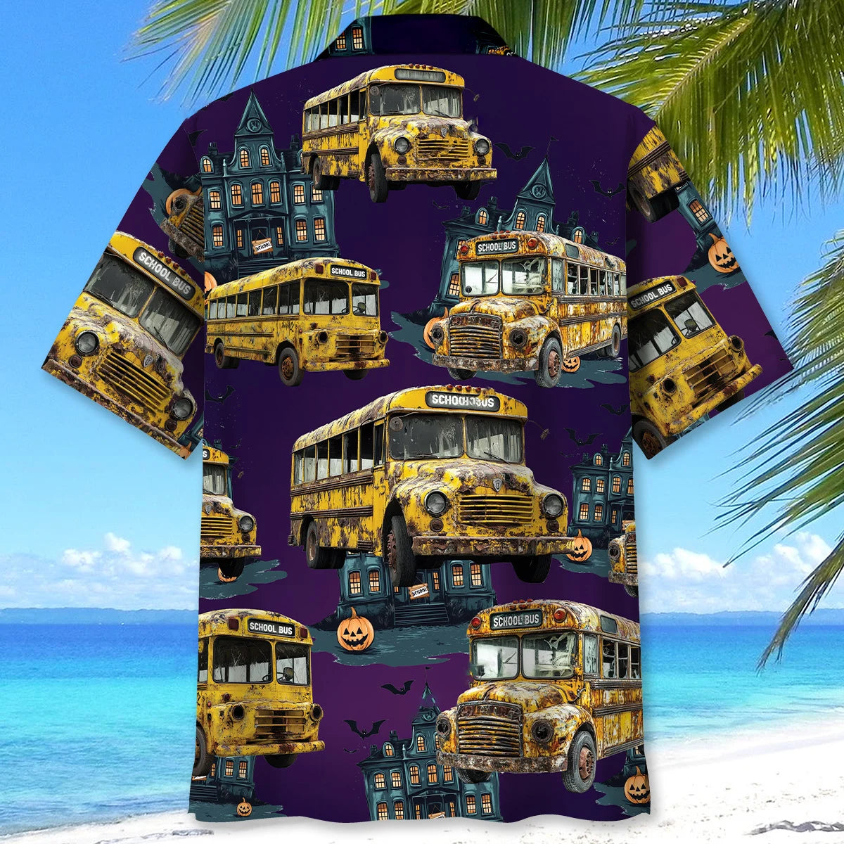 Haunted School Bus Hawaiian Shirt