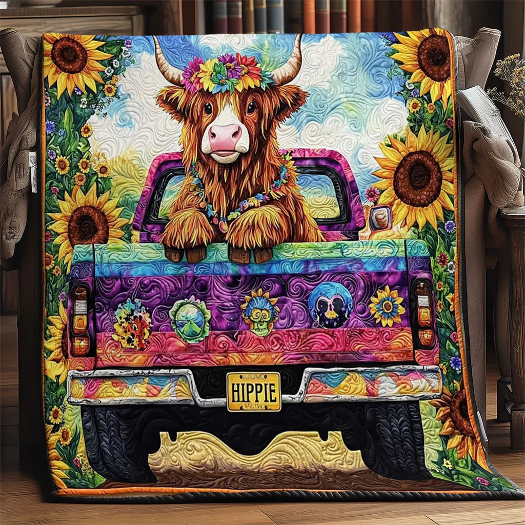 Hippie Cow Quilt Blanket