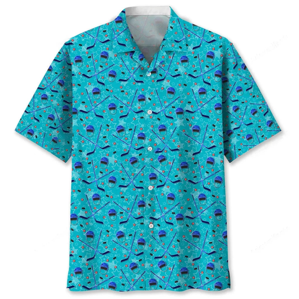 Hockey Blue Beach Hawaiian Shirt