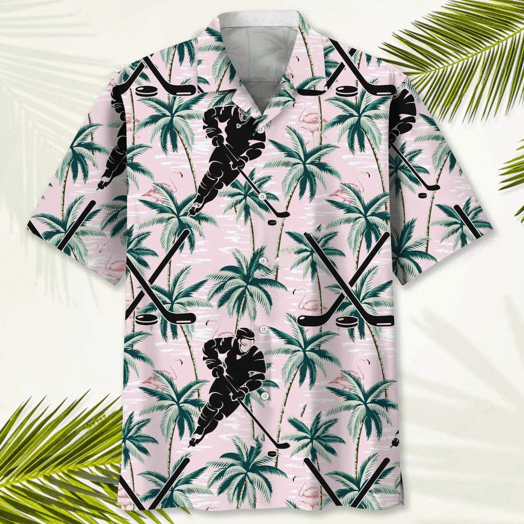 Hockey Tropical Pink Hawaiian Shirt