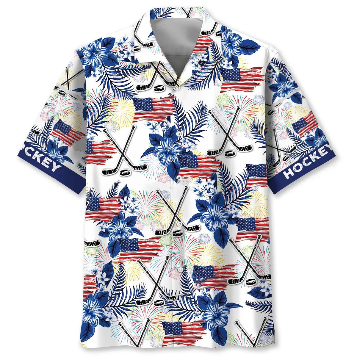Hockey Usa Theme Hawaiian Shirt
