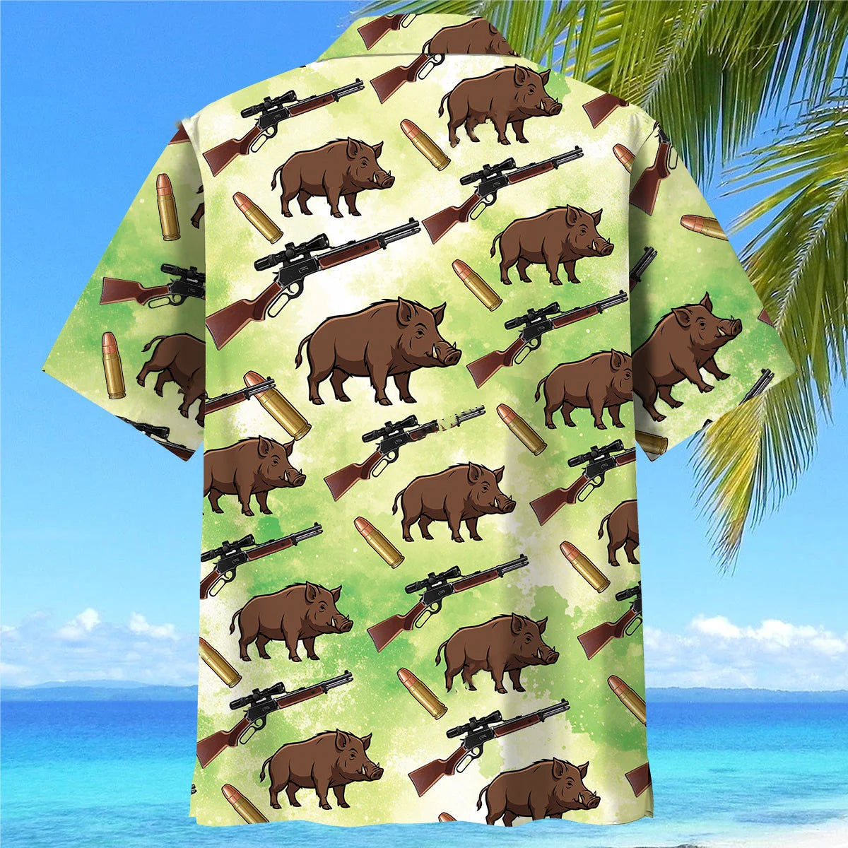 Hog Hunting Green Hawaiian Shirt