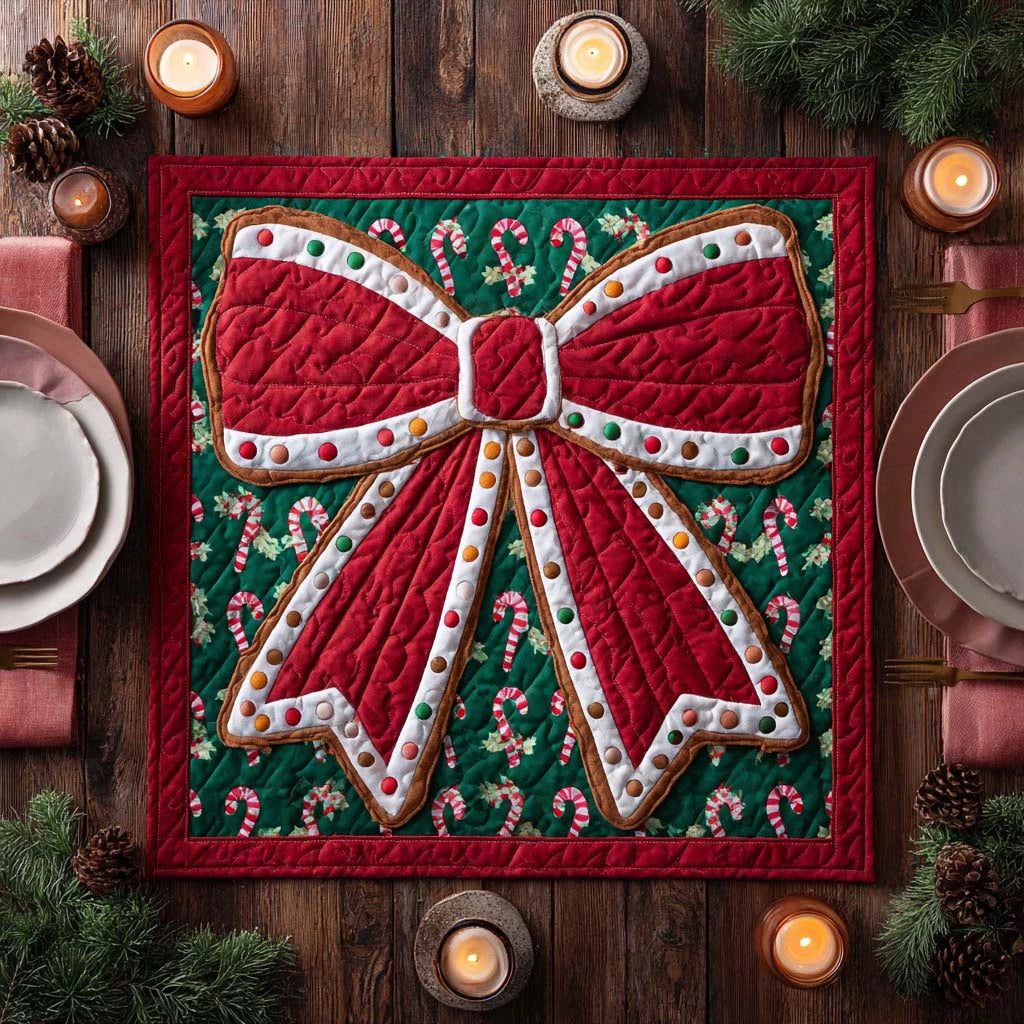 Holiday Ribbon Quilted Table Topper