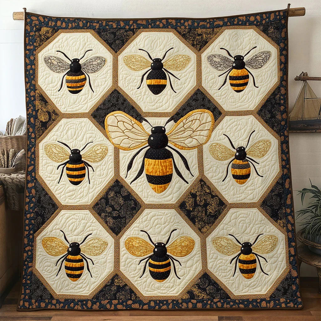 Honey Patch Bee Quilt Blanket