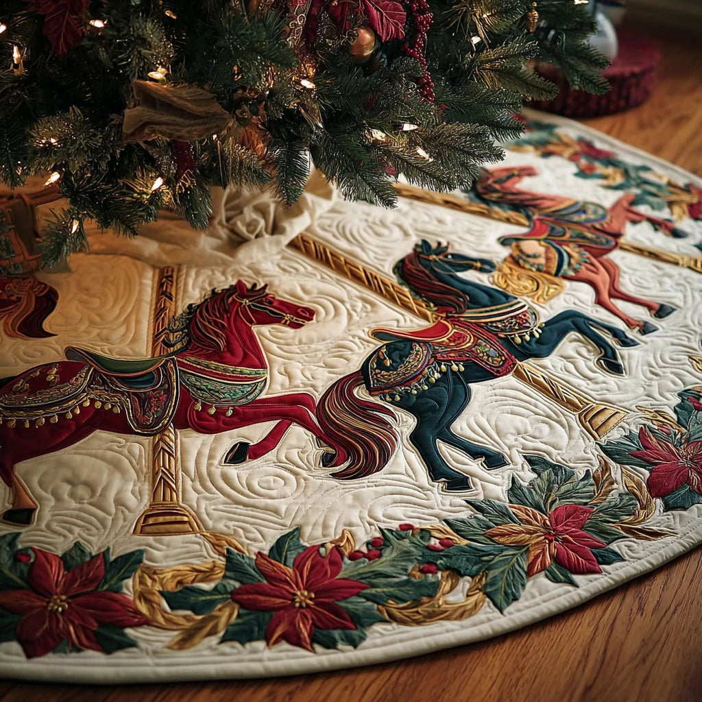 Horse Glory Christmas Quilted Tree Skirt