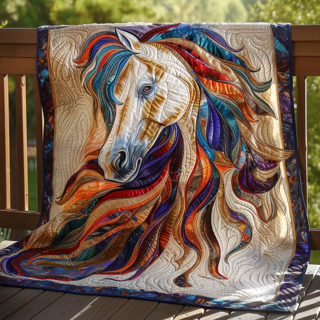 Horse Whisper Quilt Blanket - Quilted Blanket by OtterMia