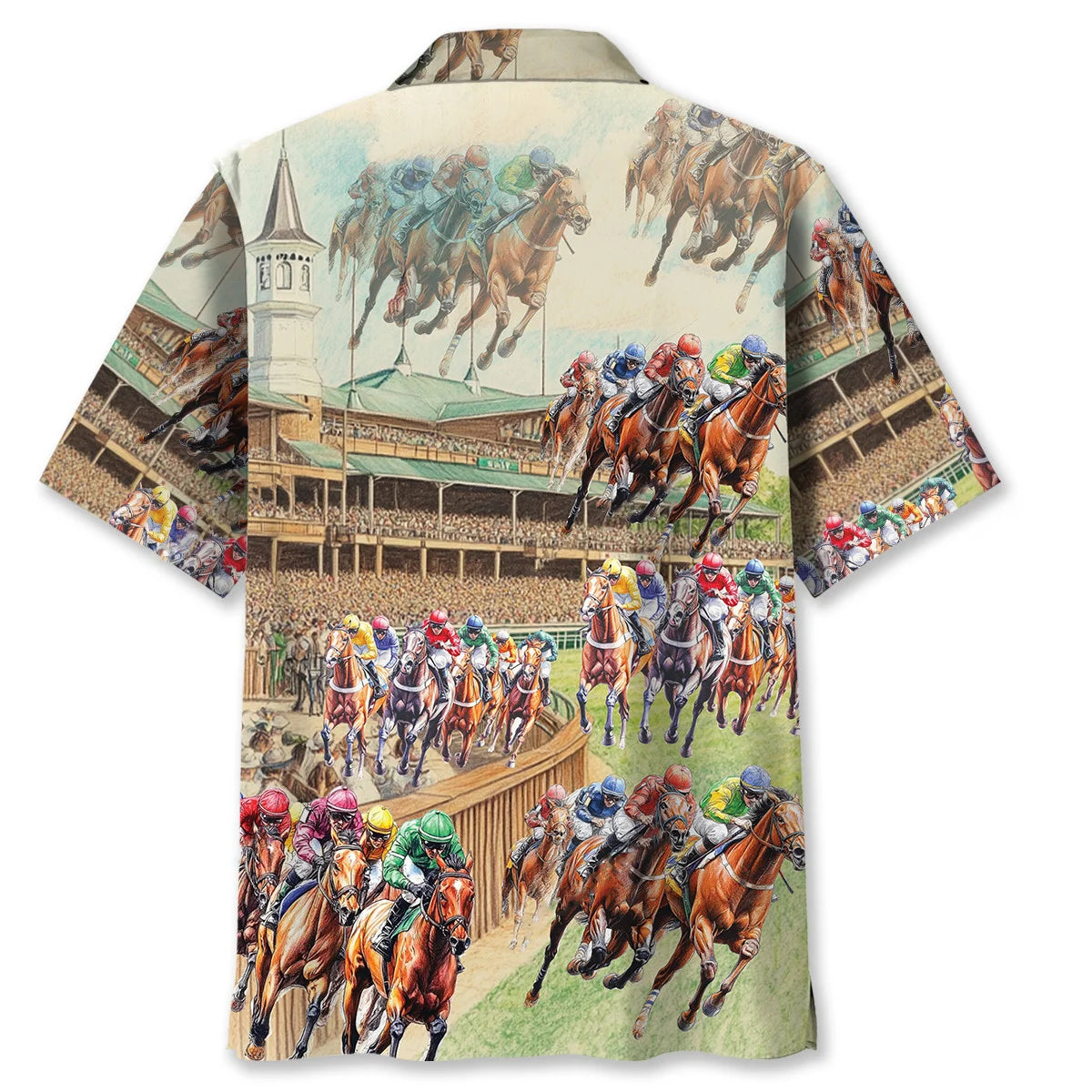 Horse Racing Vintage Stadium Hawaiian Shirt