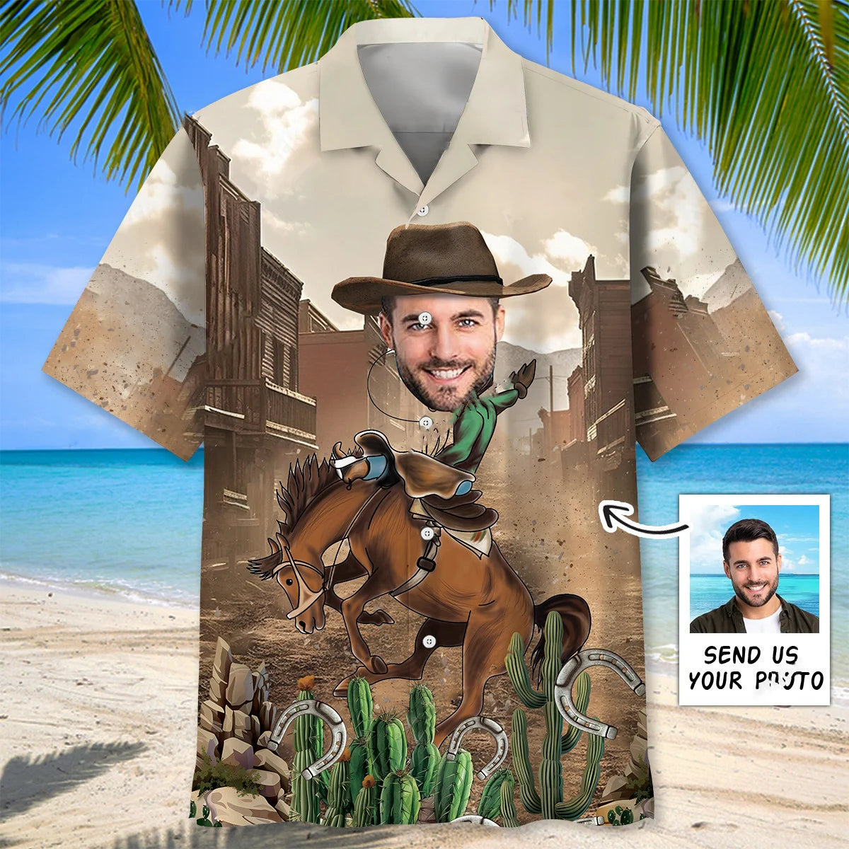 Horse Rodeo Western Custom Photo Hawaiian Shirt
