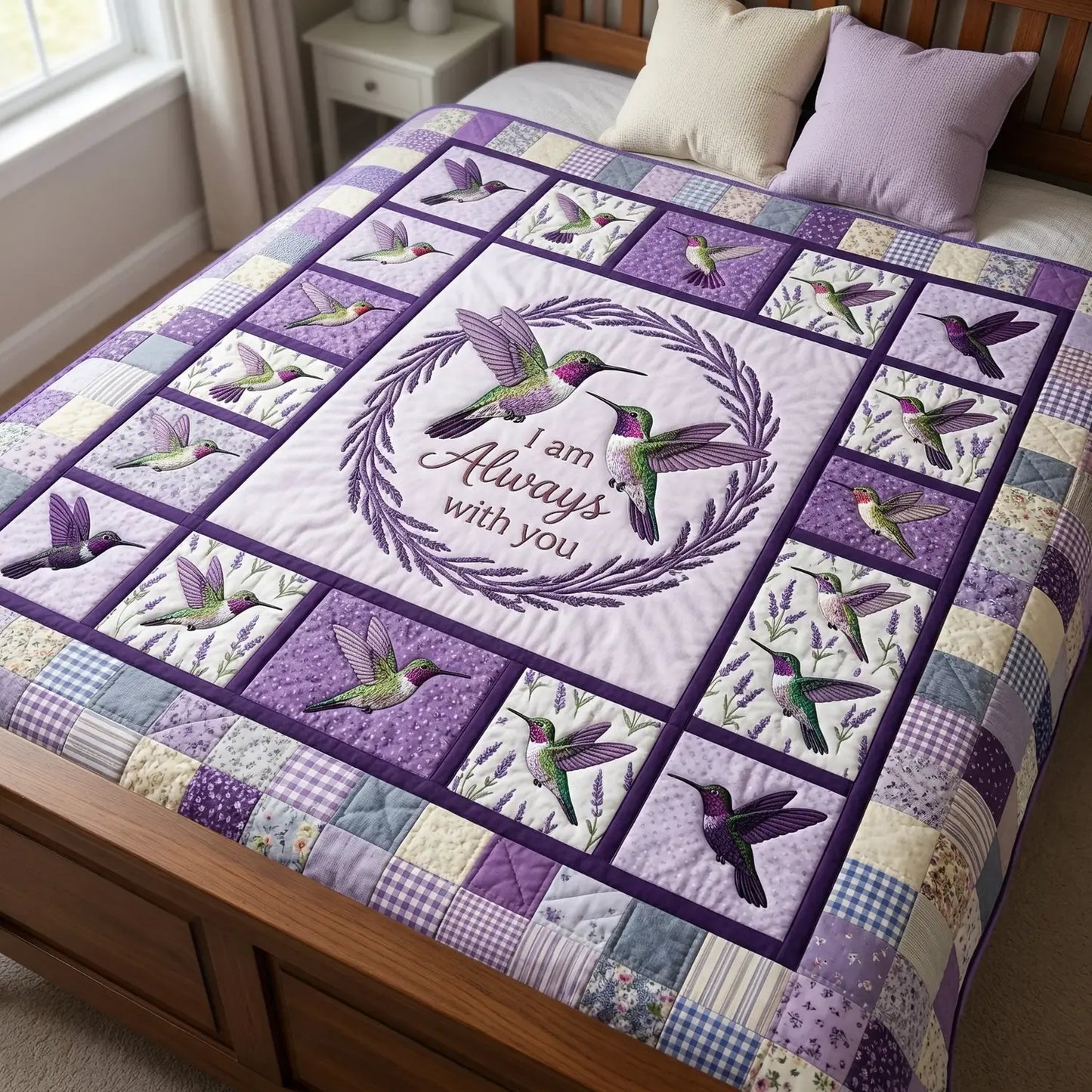 Hummingbird I Am Always With You Quilt Blanket