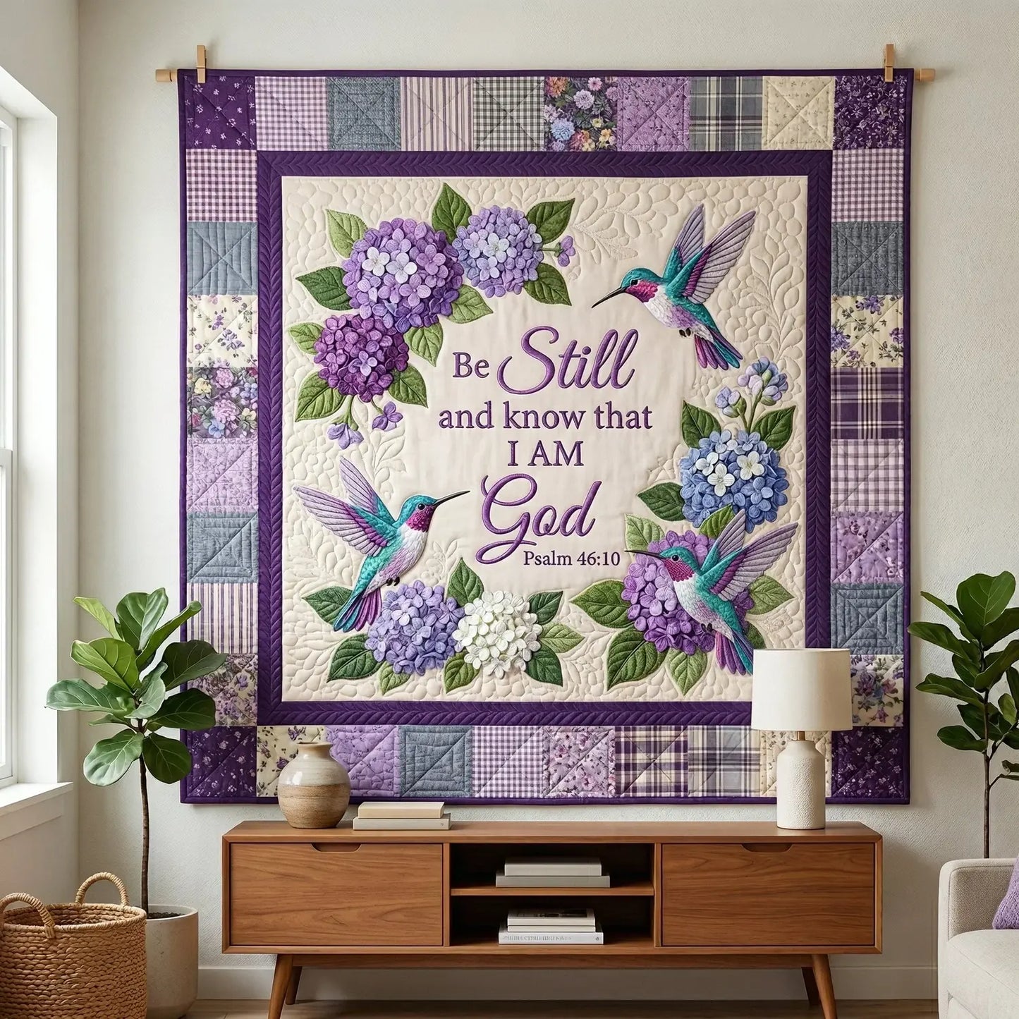 I Am God Hummingbird Quilt Blanket