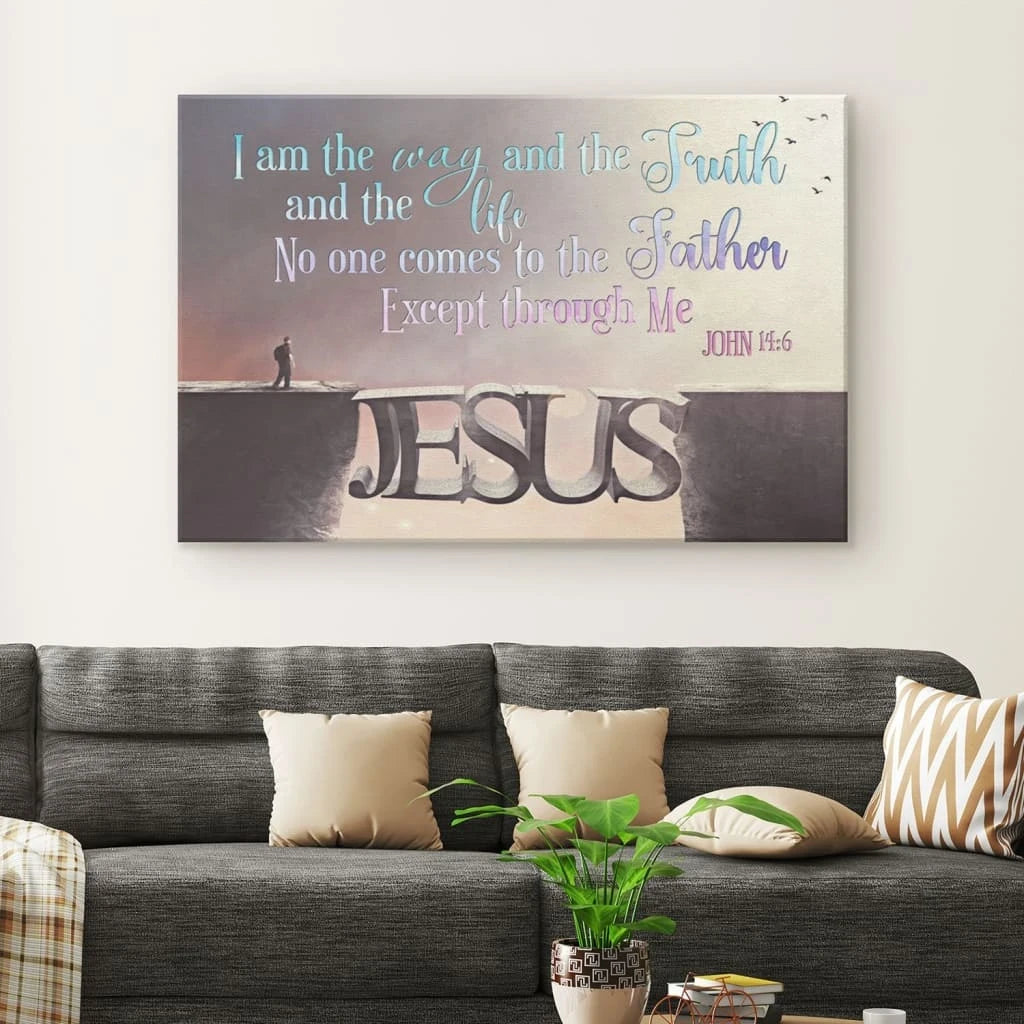 i am the way and the truth and the life john 14 6 bible verse wall art canvas (Landscape) (view 4)