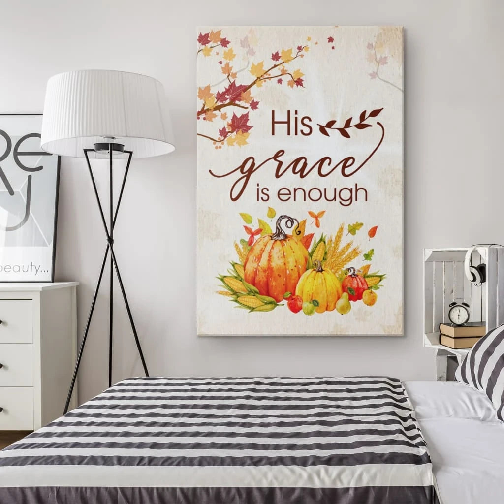 his grace is enough thanksgiving canvas wall art (Landscape) (view 4)