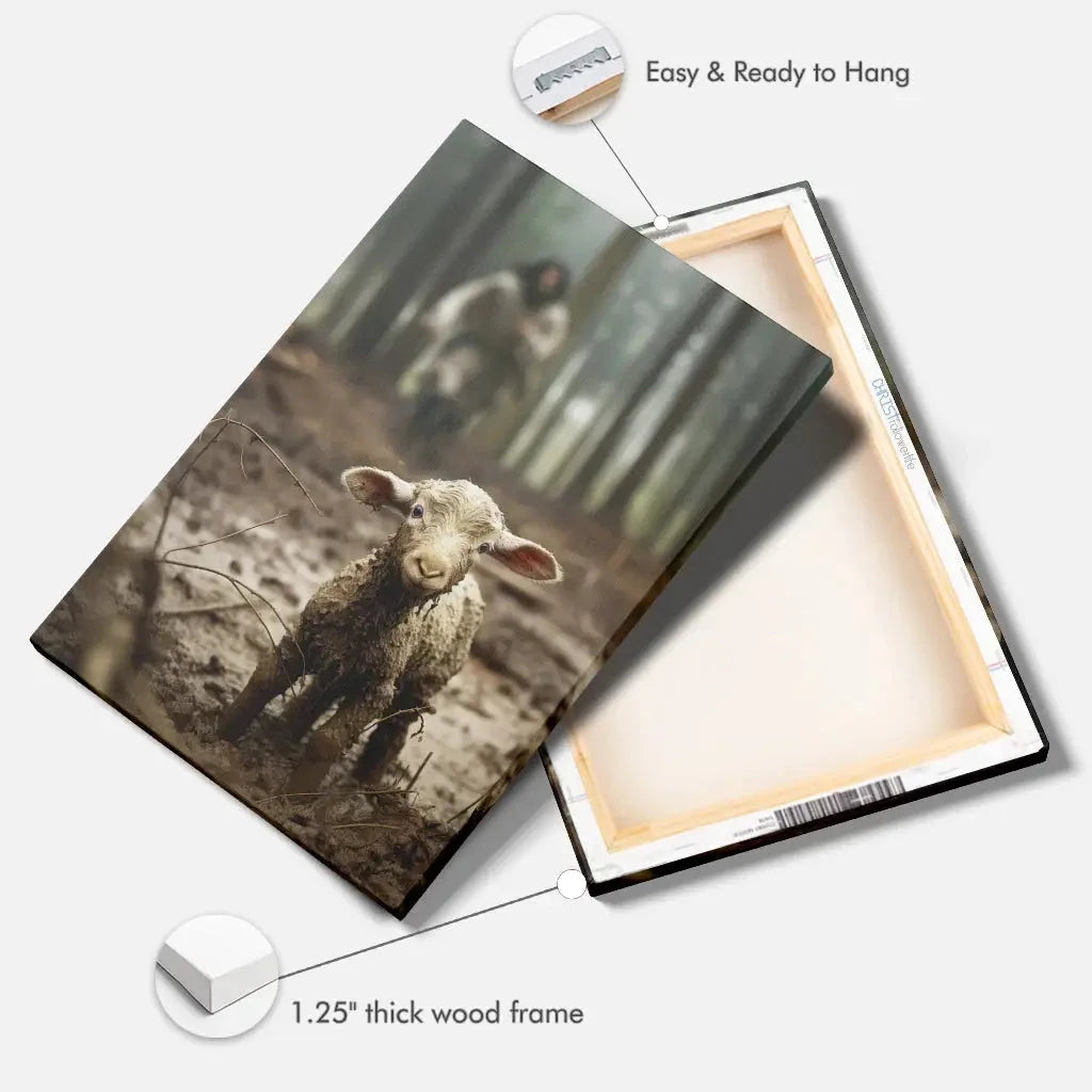 jesus lamb of god jesus running after lamb wall art canvas (view 5)