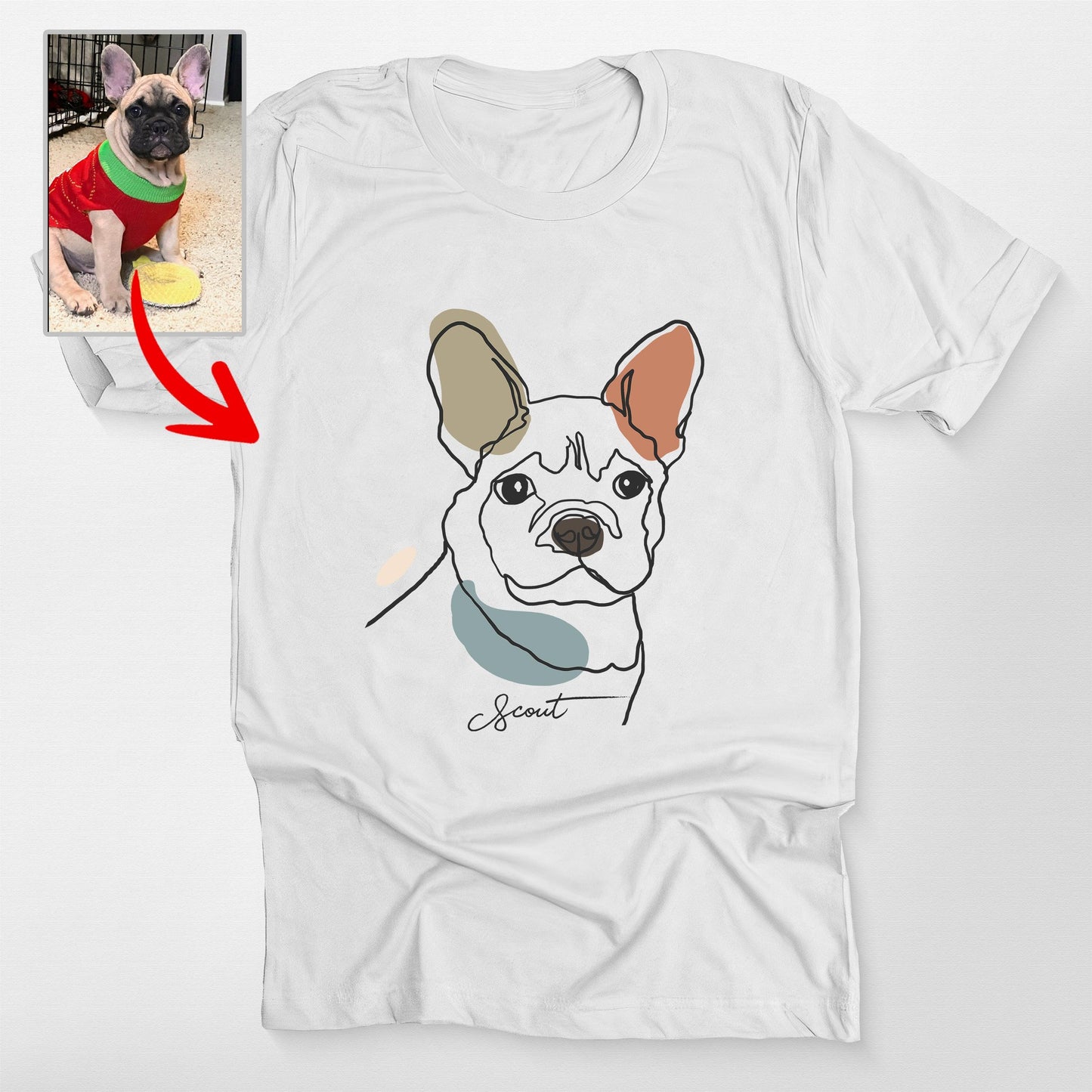 Impressive Custom Outline Portrait T-Shirt for Dog, custom pet portrait gift for pet lovers (view 5)