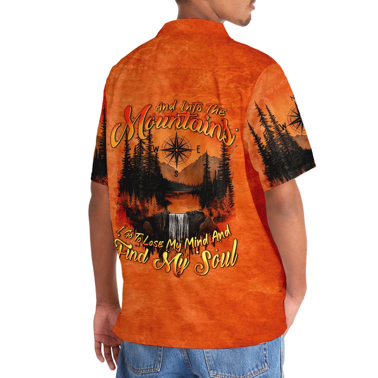 Into the Mountains I Go Orange Hawaiian Shirt - 3XL - hawaiian shirt