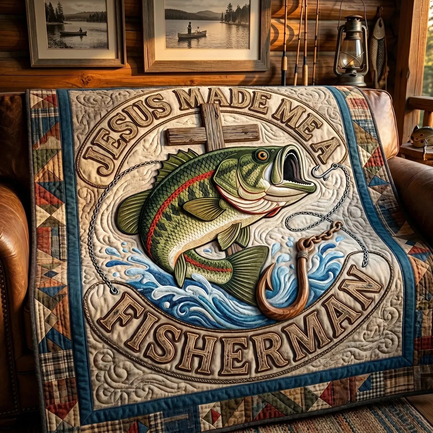 Jesus Made Me A Fisherman Quilt Blanket