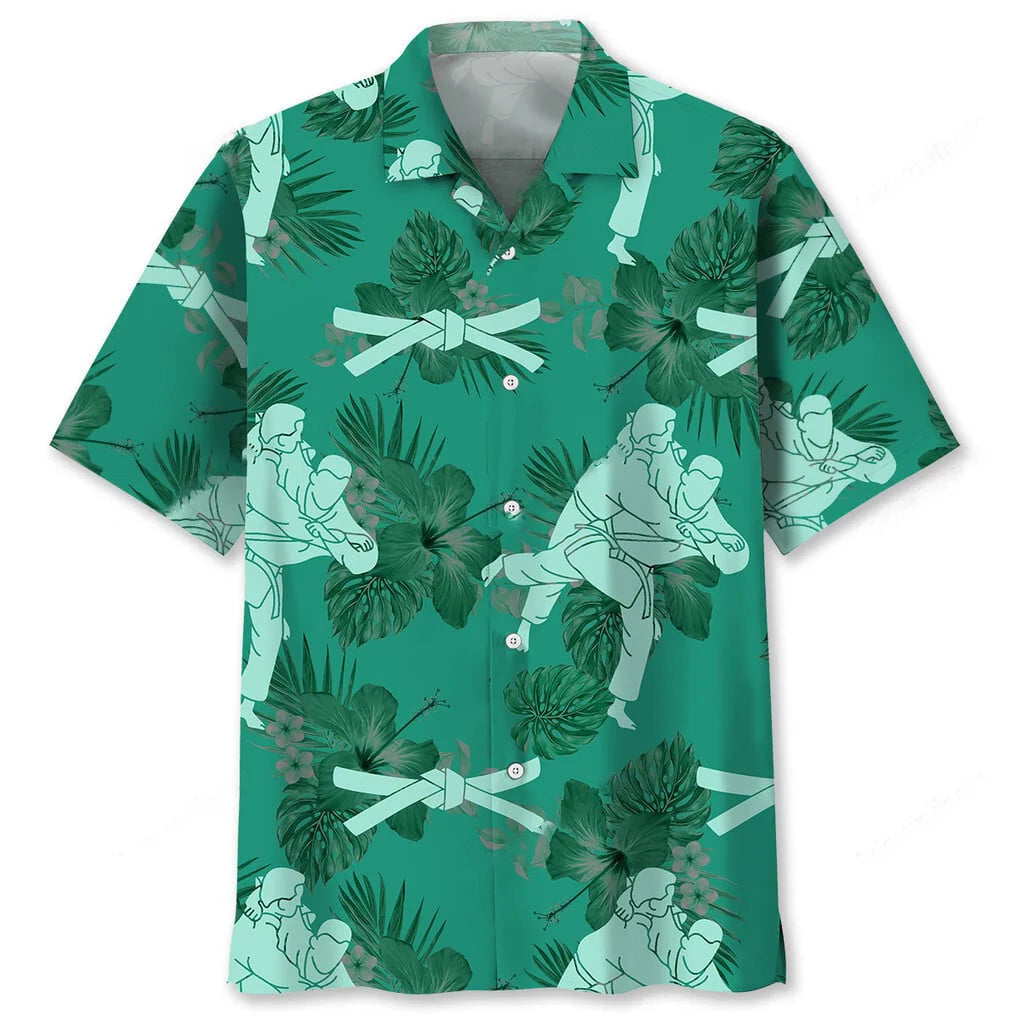 Judo Kelly Green Hawaiian Shirt - M - hawaiian shirt