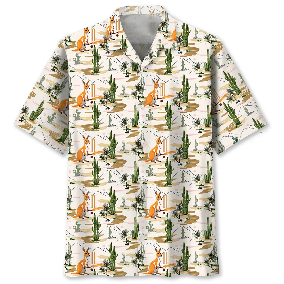 Kangaroo Cricket Hawaiian Shirt