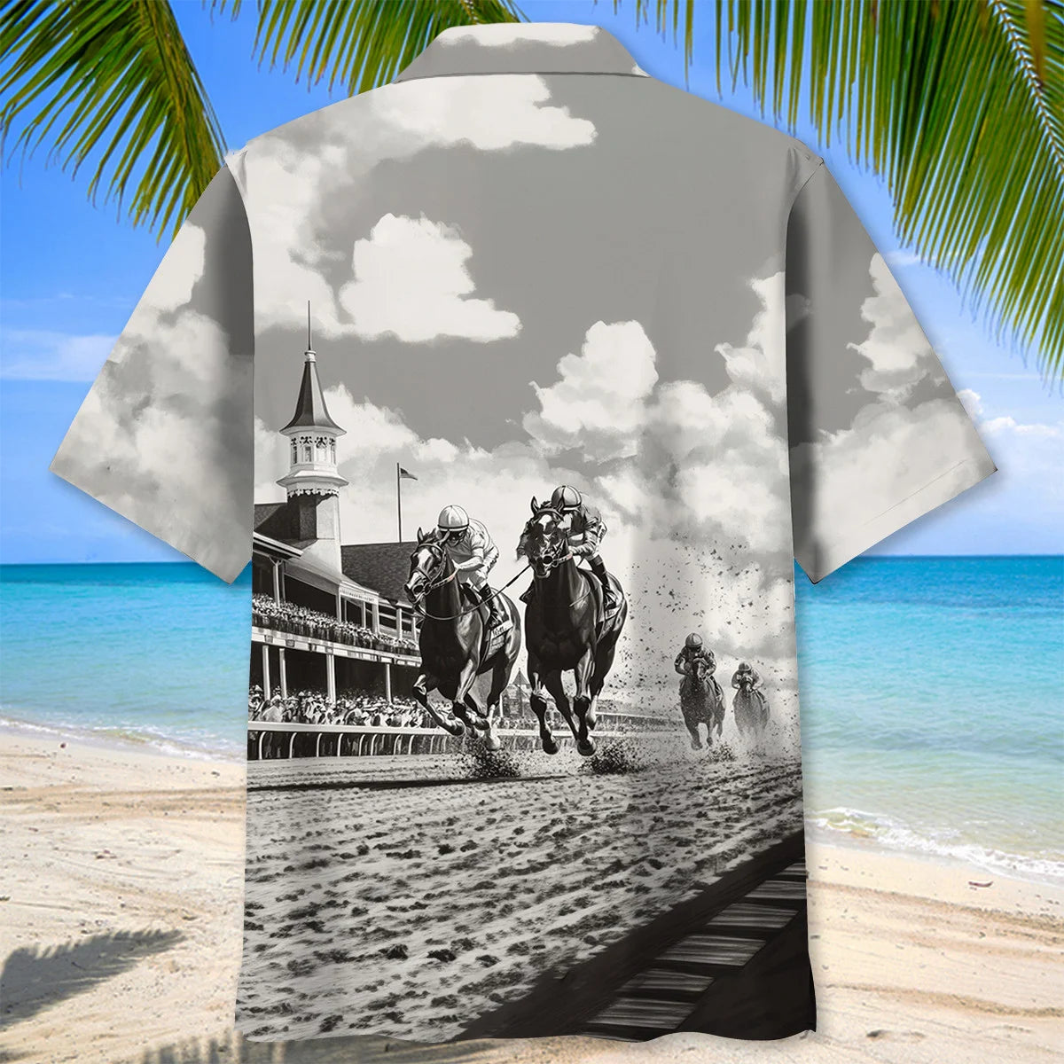 Kentuckey Derby Black and White Art Hawaiian Shirt