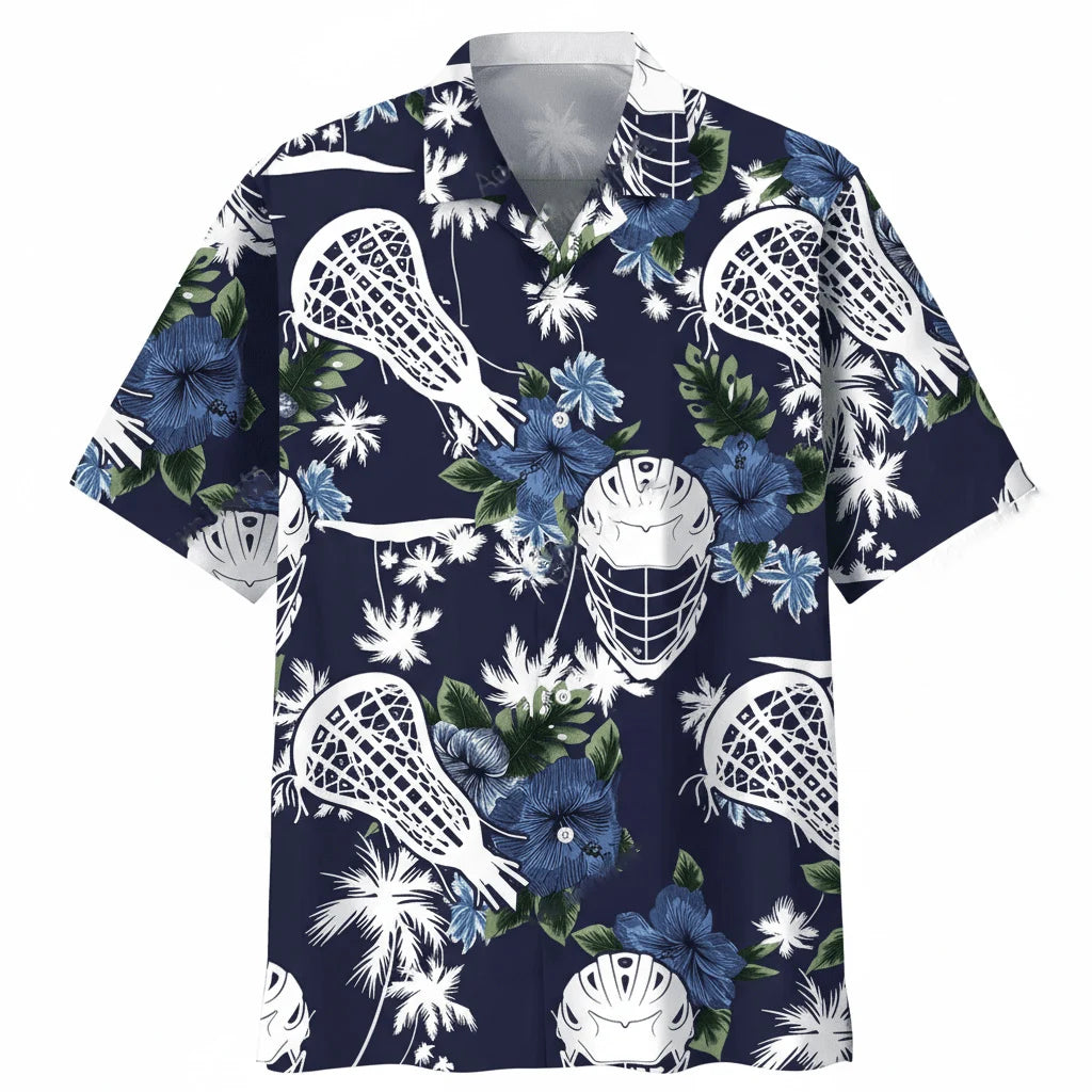 Lacrosse Blue Nature Hawaiian Shirt