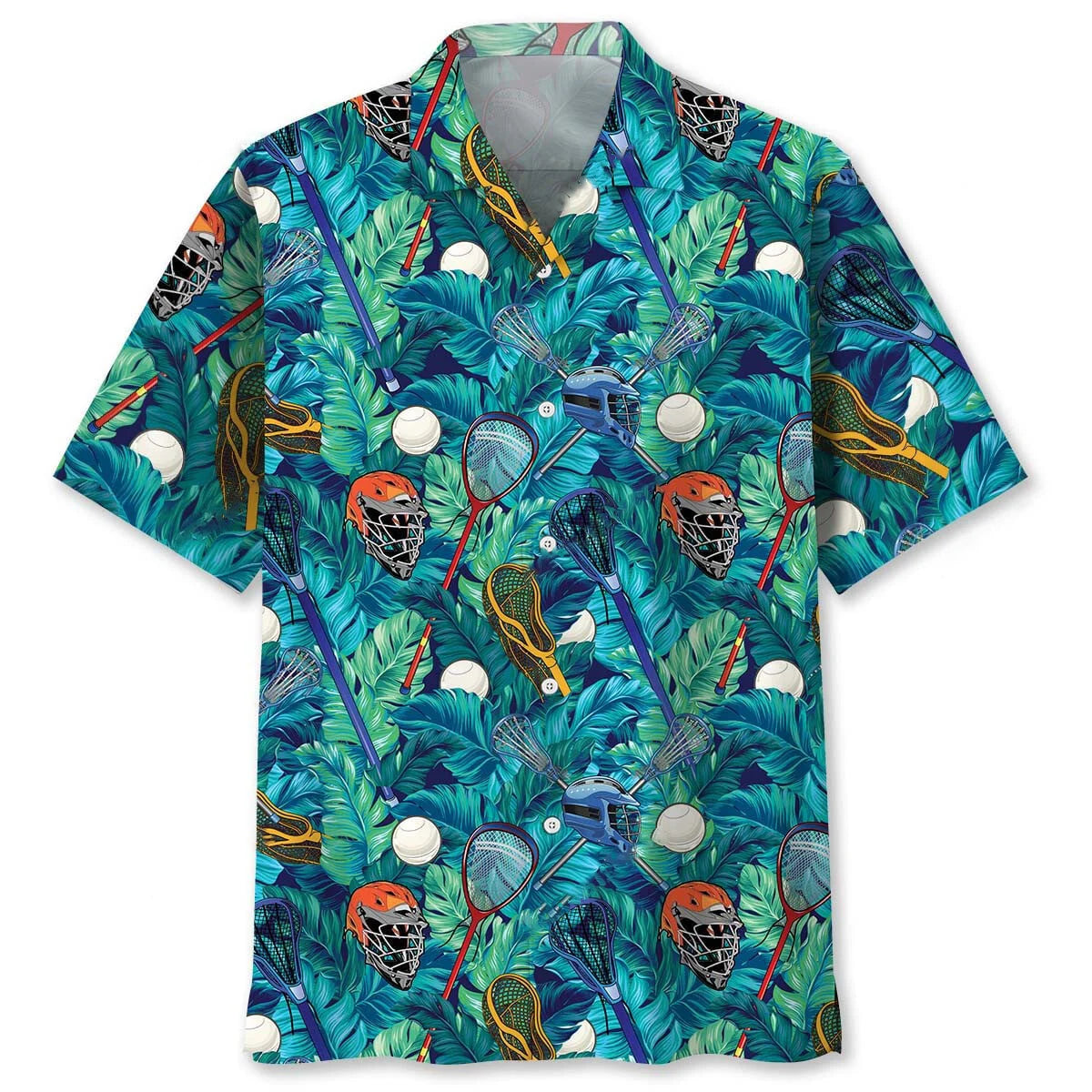 Lacrosse Tropical Leaves Hawaiian Shirt