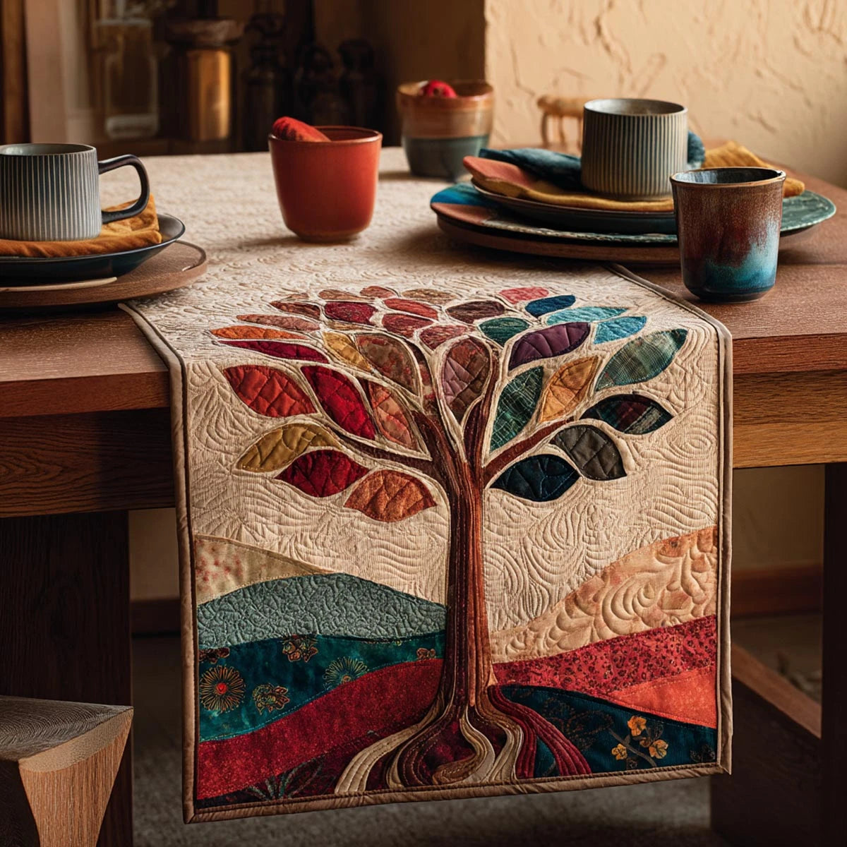 Life Harmony Quilted Table Runner